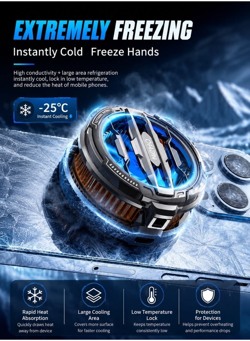 Memo Magnetic Semiconductor Phone Cooler for Gaming, Ultra Fast Ice Cooling Fan with RGB Light, Mobile Phone Cooling Fan for PUBG, iPhone & Android, Low Noise Gaming Radiator, USB Powered - Image 3