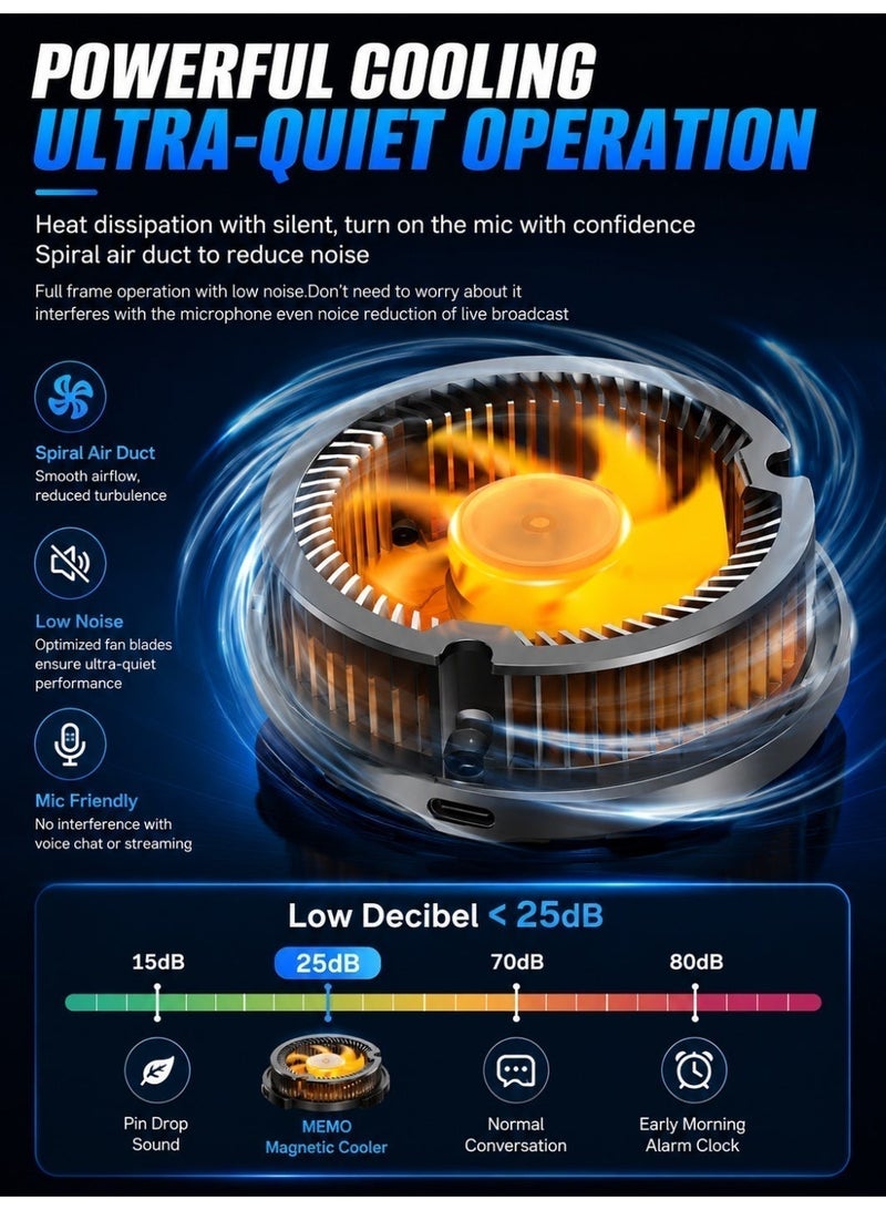 Memo Magnetic Semiconductor Phone Cooler for Gaming, Ultra Fast Ice Cooling Fan with RGB Light, Mobile Phone Cooling Fan for PUBG, iPhone & Android, Low Noise Gaming Radiator, USB Powered - Image 5