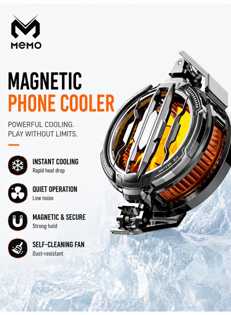 Memo Magnetic Semiconductor Phone Cooler for Gaming, Ultra Fast Ice Cooling Fan with RGB Light, Mobile Phone Cooling Fan for PUBG, iPhone & Android, Low Noise Gaming Radiator, USB Powered - Image 1