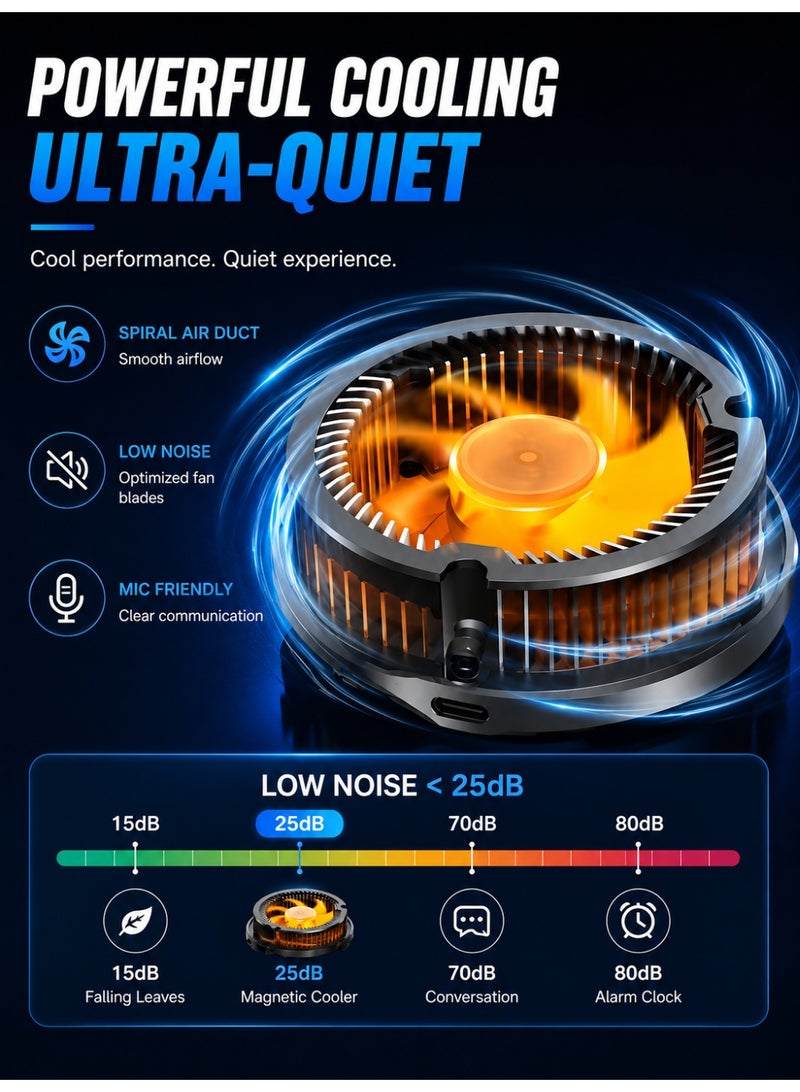 Memo Magnetic Semiconductor Phone Cooler for Gaming, Ultra Fast Ice Cooling Fan with RGB Light, Mobile Phone Cooling Fan for PUBG, iPhone & Android, Low Noise Gaming Radiator, USB Powered - Image 5