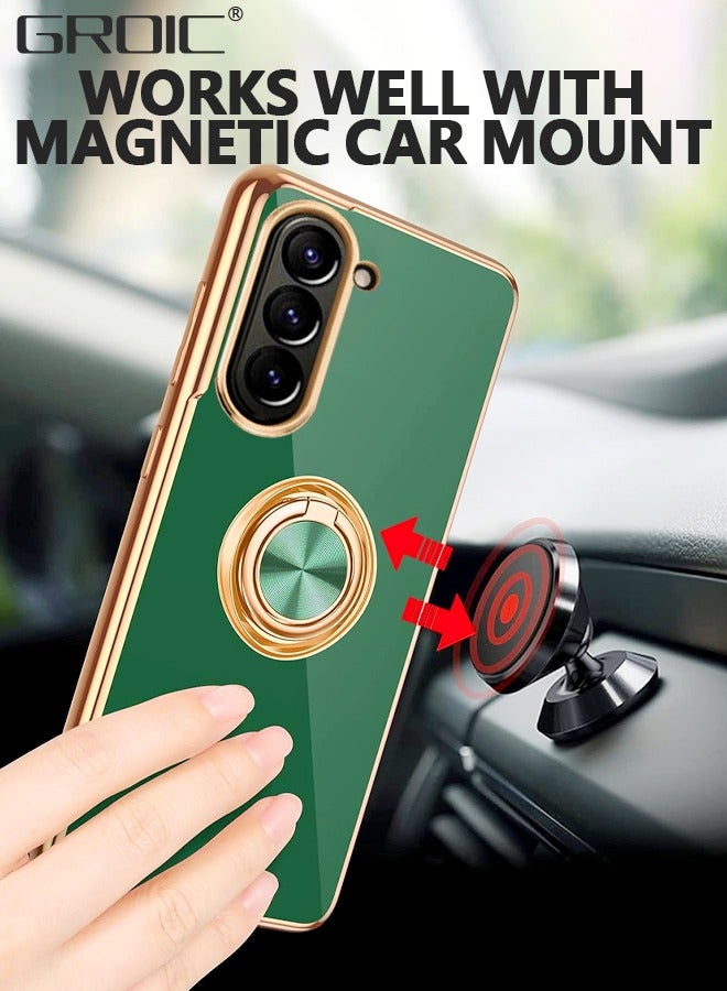 GROIC Compatible with Samsung Galaxy Z Fold 5 5G Green Case, Phone Cover with Metal Ring Kickstand, Heavy Duty Drop Shockproof Silicone Bumper Green Cover Screen Protector for Women Men - Image 4