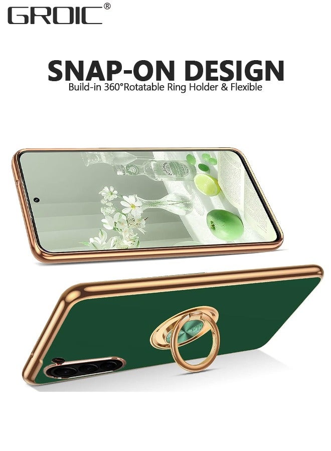 GROIC Compatible with Samsung Galaxy Z Fold 5 5G Green Case, Phone Cover with Metal Ring Kickstand, Heavy Duty Drop Shockproof Silicone Bumper Green Cover Screen Protector for Women Men - Image 3