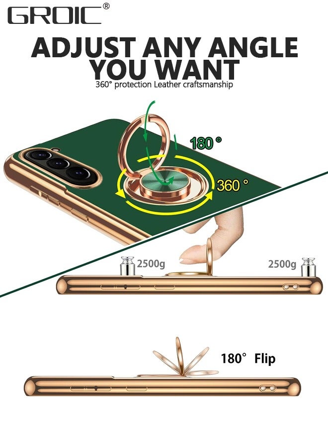 GROIC Compatible with Samsung Galaxy Z Fold 5 5G Green Case, Phone Cover with Metal Ring Kickstand, Heavy Duty Drop Shockproof Silicone Bumper Green Cover Screen Protector for Women Men - Image 2