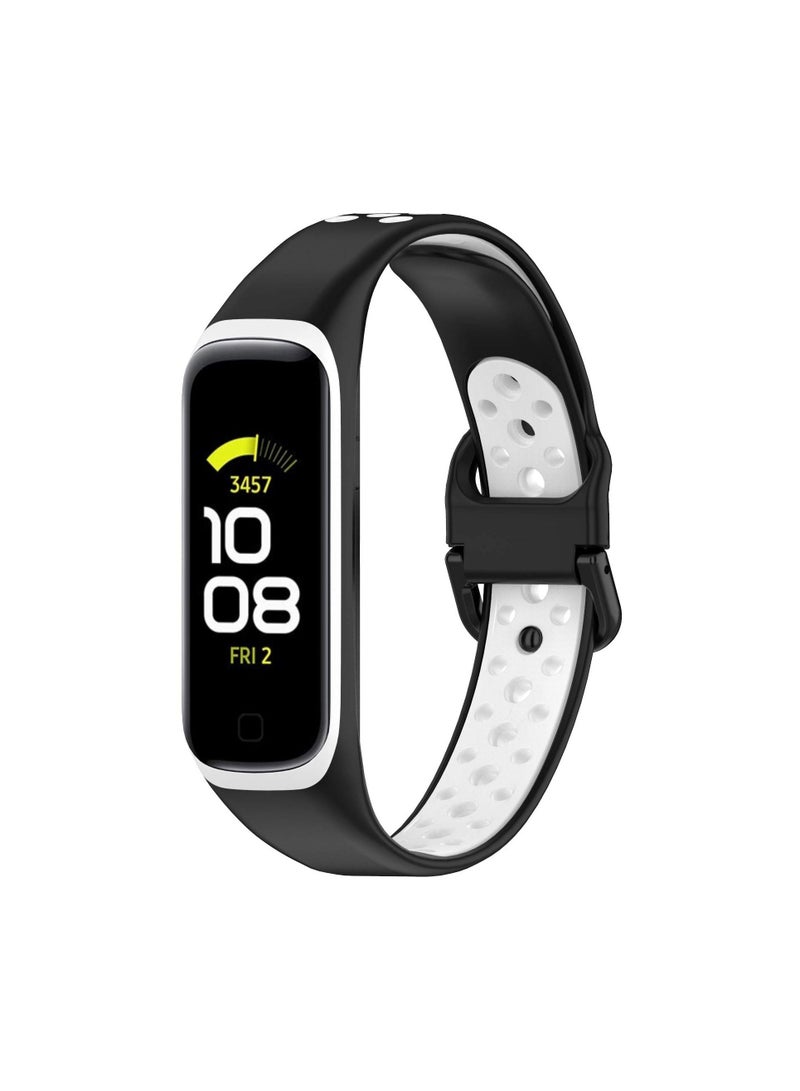 Bands Compatible with Samsung Galaxy Fit 2 Wristbands Two-Toned Silicone Colourful Breathable Bracelet Strap Band for Galaxy Fit 2 SM-R220 Fitness Smartwatch for Men Women  - Image 1