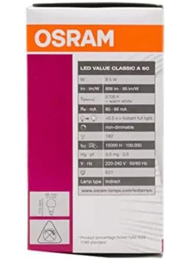 Osram Osram LED Bulb Clas A 8.5W 2700K Warm White E27 Base - Pack of 10  - Image 4