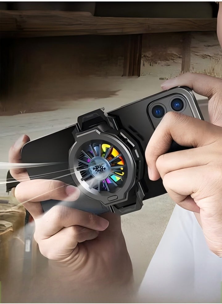 Generic - Cell Phone Cooler for Gaming, Mobile Phone Cooling Fan with Sleep Timer/Fan Speed Settings for 6.7-8.8 cm iPhone/Android Heatsink, Cellphone Radiator RGB Light - Image 1