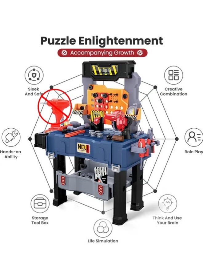 Kids Tool Bench Set with Realistic Tool, Pretend Play Construction Workbench Toys for Toddlers, Build a Kids Tool Workshop Set for Boys and Girls - Image 3