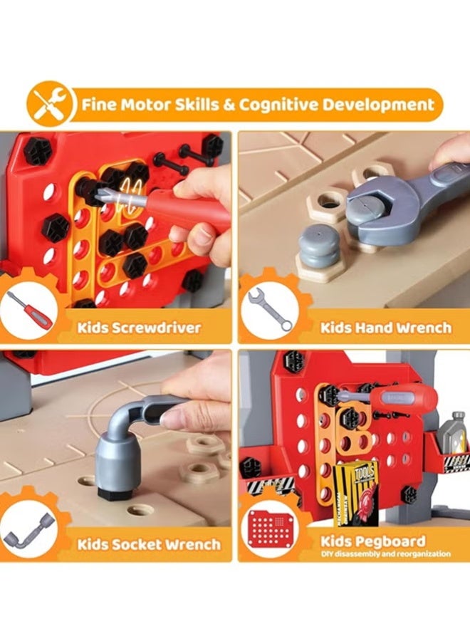 Kids Tool Bench Set with Realistic Tool, Pretend Play Construction Workbench Toys for Toddlers, Build a Kids Tool Workshop Set for Boys and Girls - Image 5