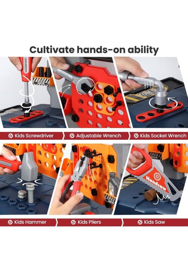 Kids Tool Bench Set with Realistic Tool, Pretend Play Construction Workbench Toys for Toddlers, Build a Kids Tool Workshop Set for Boys and Girls - Image 4