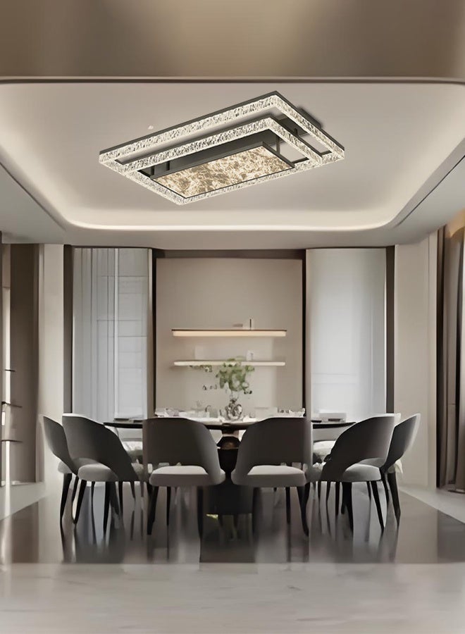 Rectangular shape, high-grade, Italian minimalist style living room lamp, modern minimalist and elegant ice-crack ceiling lamp with LED, modern luxurious cloud-like ultra-bright bedroom ceiling lamp - Image 3