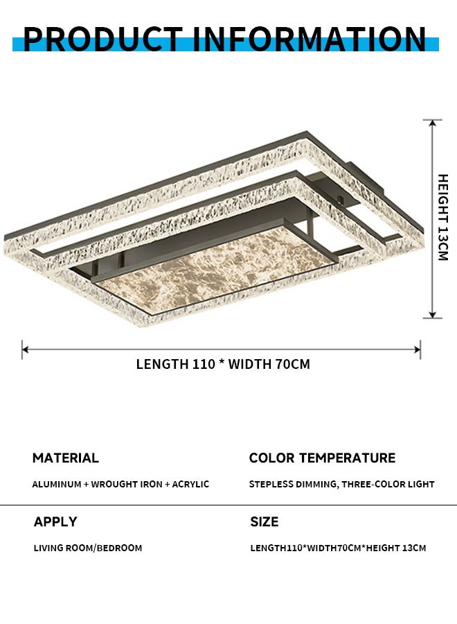 Rectangular shape, high-grade, Italian minimalist style living room lamp, modern minimalist and elegant ice-crack ceiling lamp with LED, modern luxurious cloud-like ultra-bright bedroom ceiling lamp - Image 5