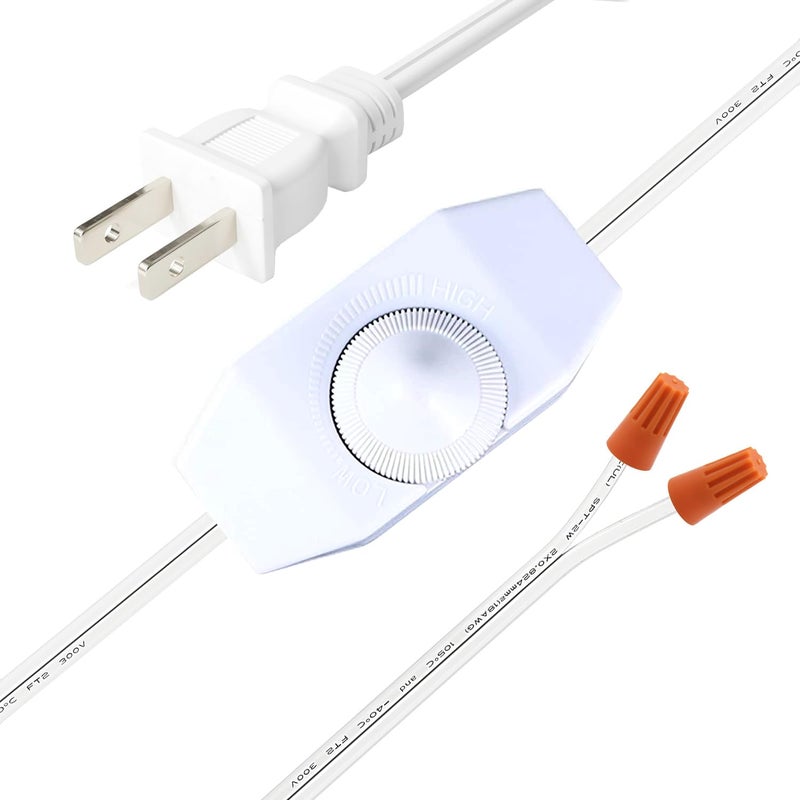 PLUSPOE 2Pack Rotary Dimmer Switch 5.9 ft Extension AC Power Cord Plug Cable for Halogen and Incandescent Bulbs lamp, Compatible with LED dimmable Lights, UL Listed White - Image 1
