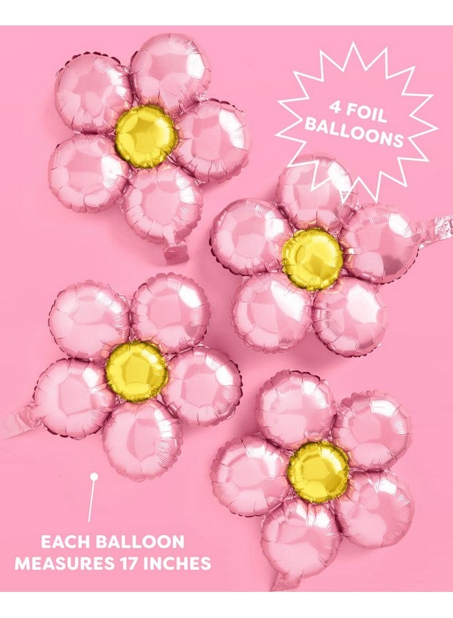 إكس أو وردي فاتح زهرة بالون مجموعة 4 قطعة زينة عيد ميلاد رائع العازبة 70S زينة الحفلات استحمام الطفل كابينة تصوير الزفاف - Image 2