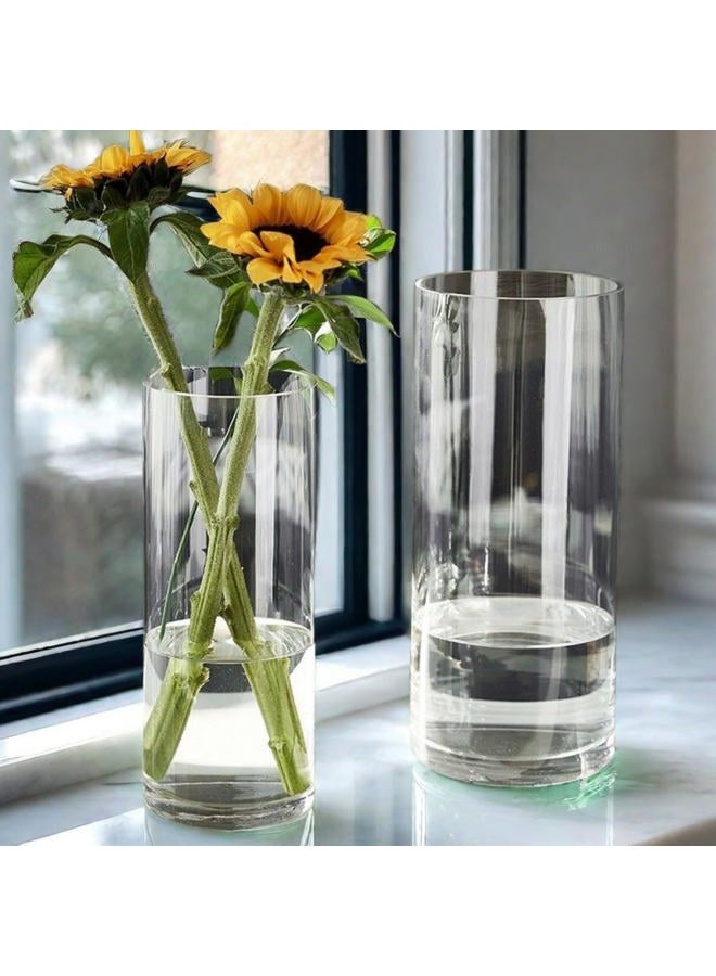 Liotww 4 Pcs Acrylic Clear Cylinder Flower Vase for Plants Bouquet, Unbreakable Hurricane Tall Large Plastic Vases for Wedding Decor, High Hydroponic Floor Vase (H 10" + H 12" 2 Each No Flowers) - Image 5