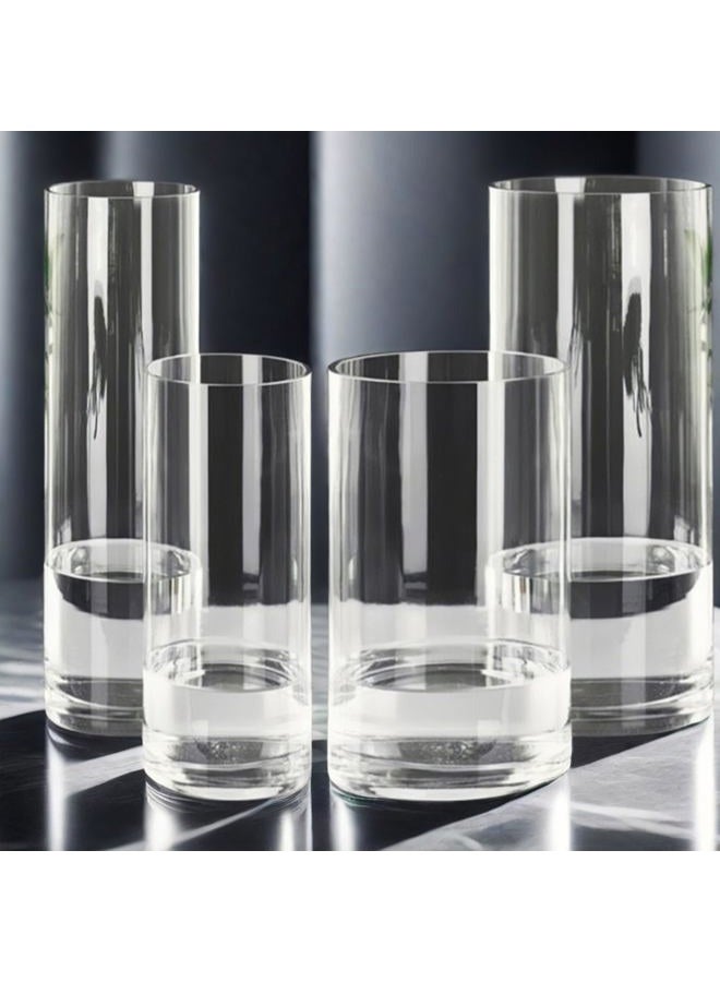 Liotww 4 Pcs Acrylic Clear Cylinder Flower Vase for Plants Bouquet, Unbreakable Hurricane Tall Large Plastic Vases for Wedding Decor, High Hydroponic Floor Vase (H 10" + H 12" 2 Each No Flowers) - Image 1