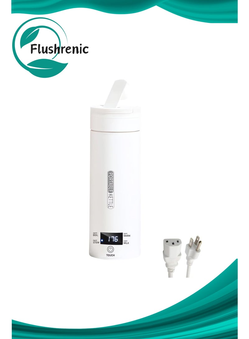 Flushrenic Travel electric kettle, a small, mini, portable electric kettle for boiling water, with 4 temperature settings, automatic shut-off and boil-dry protection, 500 ml, 304 stainless steel, suitable for travel, camping, office, and home use. - Image 1