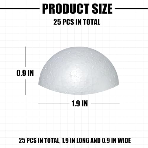 AHKUNMT Styrofoam Half Balls 2 Inch,25PC Large White Half Foam Balls for Crafts, DIY Craft Giant Foam Balls for Home and School,Smooth Solid Round Balls (Half styrofoam-2in-25pc) - Image 3