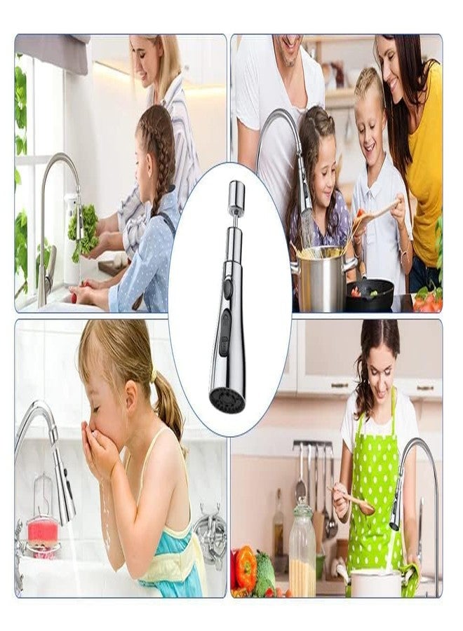 RIDHMIN قطع غيار مهوية حوض المطبخ العالمية من ريدمين، رأس رش قابل للسحب، زاوية دوران كبيرة مضادة للاهتزاز للرش العادي والسحب (فضي) - Image 5