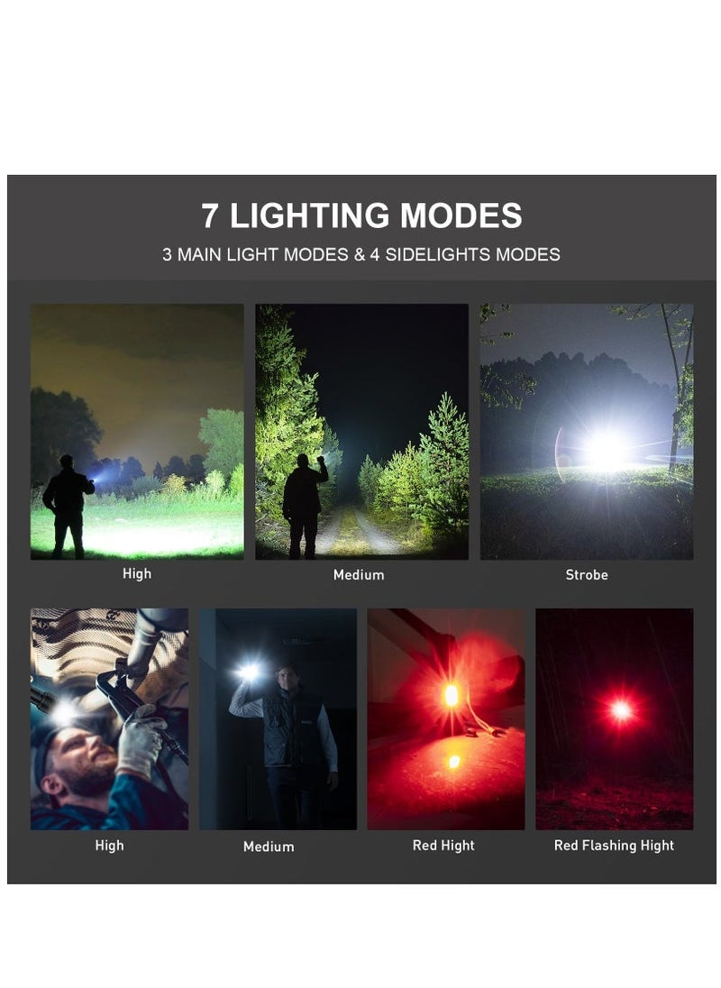Rechargeable Brightest LED Flashlights  990000 Lumens High Powered 5000mAh Flash Light 7 Modes with COB Waterproof Flashlight for Emergency Camping Hiking