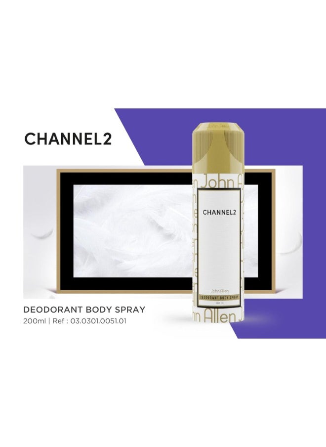 John Allen Channel 2 Deodorant Body Spray - 200ml  - Image 2