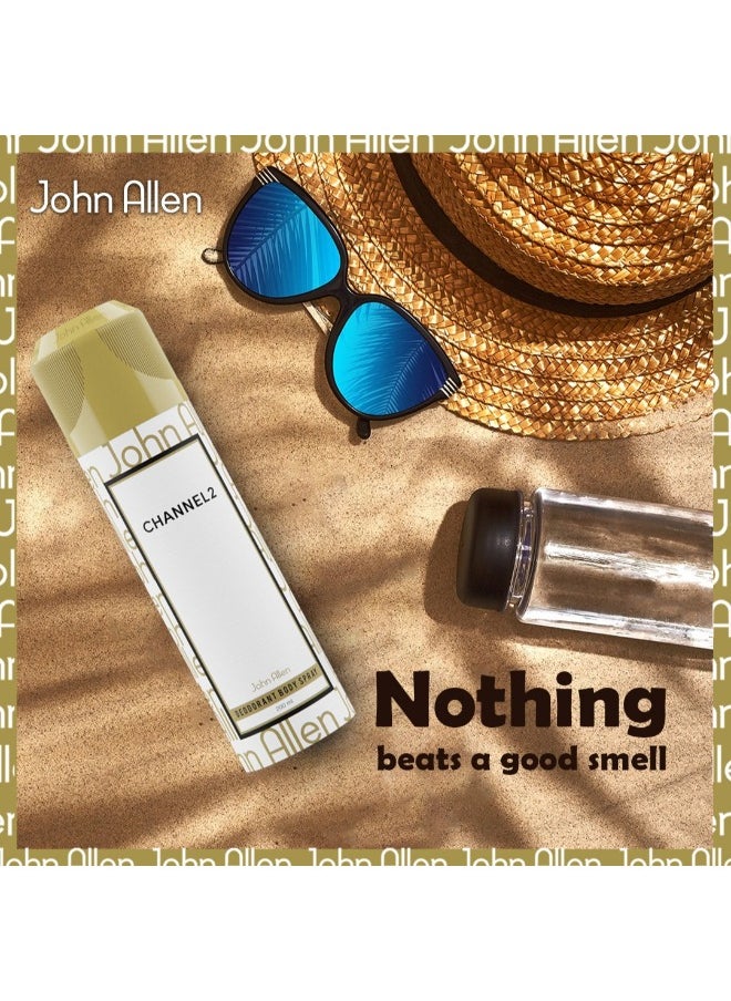 John Allen Channel 2 Deodorant Body Spray - 200ml  - Image 3