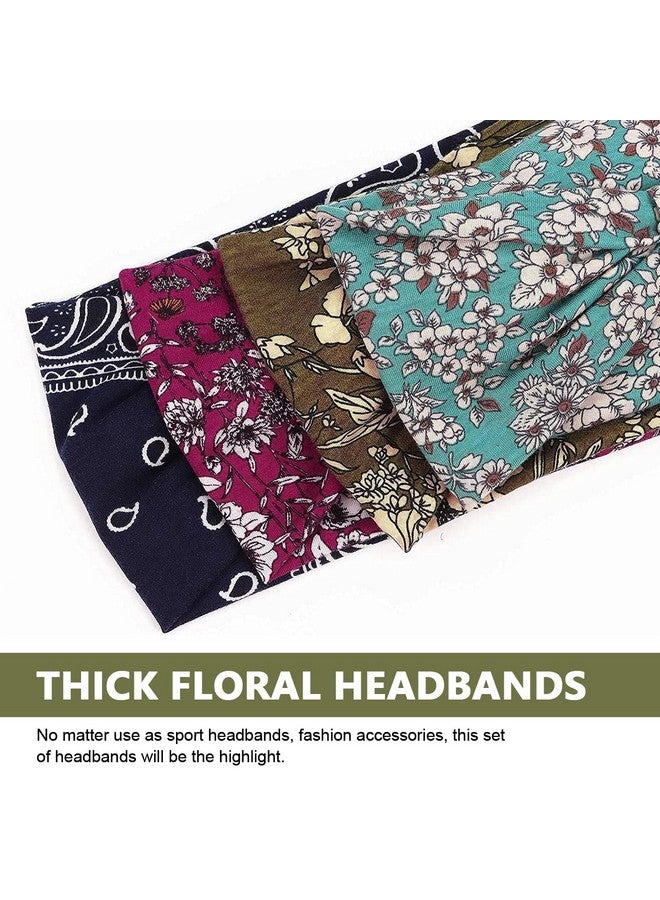 برو بيروس عصابات رأس عريضة من Proberos® للنساء، عصابات رأس Boho Bandeau، أغطية رأس للتمرين، أغطية شعر مطاطية غير قابلة للانزلاق، عبوة من 4 قطع (رائعة) - Image 4