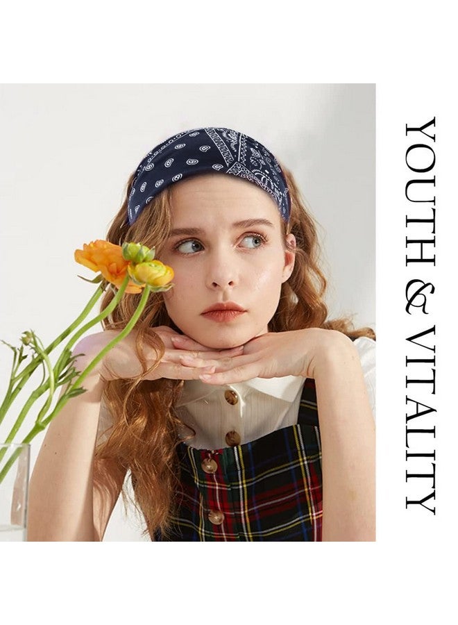 برو بيروس عصابات رأس عريضة من Proberos® للنساء، عصابات رأس Boho Bandeau، أغطية رأس للتمرين، أغطية شعر مطاطية غير قابلة للانزلاق، عبوة من 4 قطع (رائعة) - Image 5