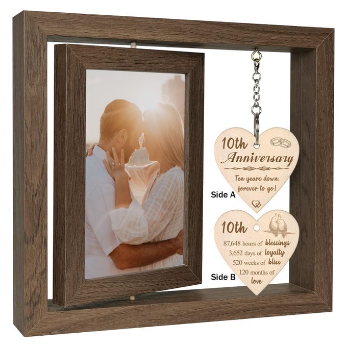 10 YEAR ANNIVERSARY PHOTO FRAME GIFTS FOR WIFE 10TH WEDDING ANNIVERSARY FRAME FOR HER HIM COUPLES DIS TWO 15X10 CM