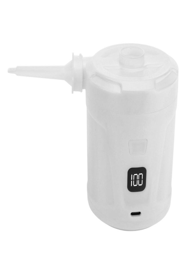 Electric Air Pump with 4 Nozzles Inflatable 5200mAh USB Rechargeable LED Display Portable Tire Inflator for Camping Air Cushion White - Image 3
