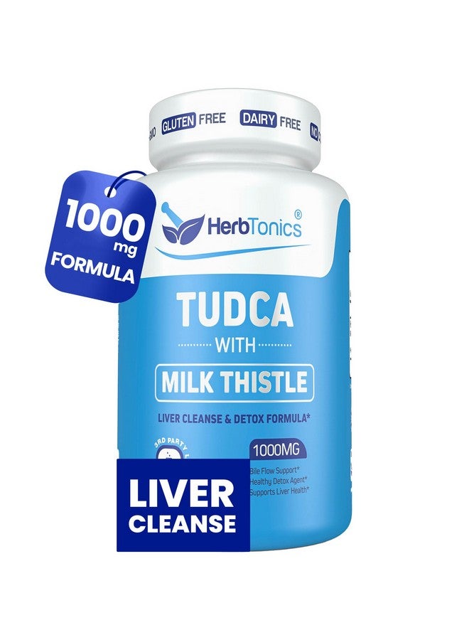 Herbtonics TUDCA 1000mg Liver Detox & Gallbladder Support - Milk Thistle & Pterostilbene Enhanced Bile Salt for Liver Cleanse, Healthy Bile Flow, and Digestive Health (60 Vegan Capsules) - Image 1