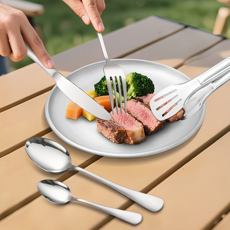 1010 Series Tableware Food Tongs And Plates Black For School Outdoor Camping Picnic Travel - Image 2