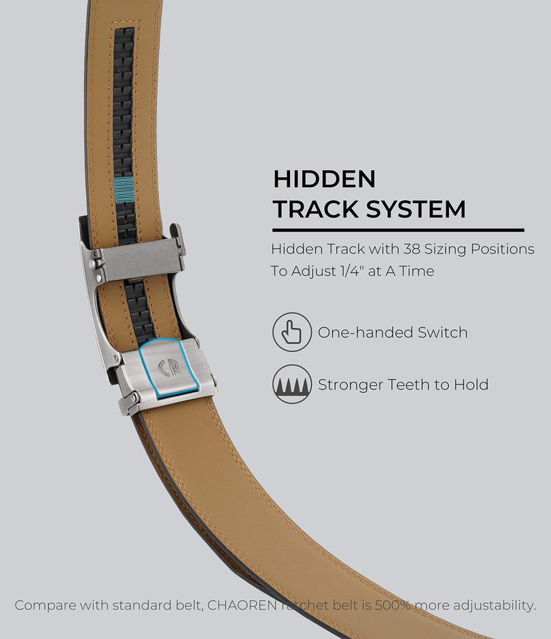 CHAOREN Ratchet Belts for Men - Mens Leather Belt 1 3/8" for Casual Dress - Micro Adjustable Golf Belt Fit Everywhere - Image 4