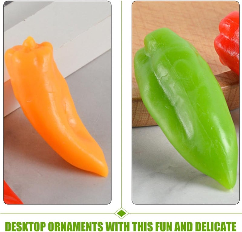 Kichvoe 9pcs Artificial Chili Peppers Set, Realistic PVC Simulation Peppers in 3 Colors for Photo Props, Home Kitchen Decoration, Lifelike Fake Vegetable Model - Image 3