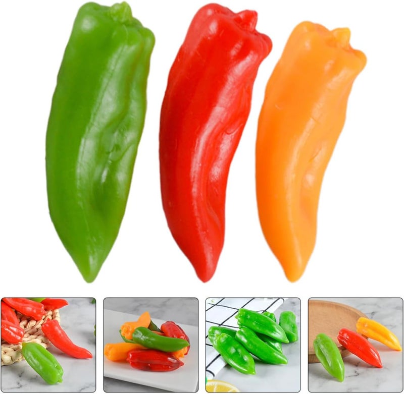 Kichvoe 9pcs Artificial Chili Peppers Set, Realistic PVC Simulation Peppers in 3 Colors for Photo Props, Home Kitchen Decoration, Lifelike Fake Vegetable Model - Image 5