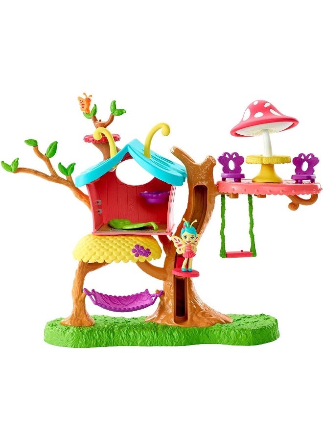 Enchantimals GBX08 Petal Park Playhouse, with Baxi Butterfly Mini Doll (2 Inch) and Wingrid Figure, Multicolored - Image 1