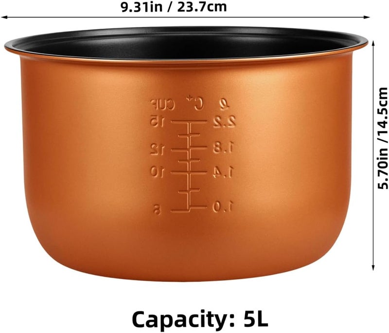 Pretyzoom Rice Cooker Inner Pot Replacement, Non-Stick Aluminum Cooking Insert Bowl With Scale For Home Kitchen Use - Image 5