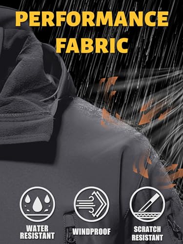 TACVASEN Men's Ski Lightweight Army Military Tactical Rain Coats Waterproof Softshell Fleece Winter Warm Jacket Hiking Gray M - Image 2