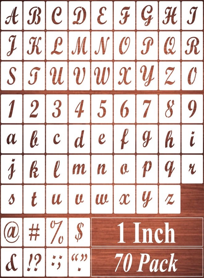 REOLAN 1 Inch Alphabet Letter Stencils for Painting - 70 Pack Letters and Numbers Stencil Templates with Signs for Painting on Wood, Reusable Letter and Number Stencils for Chalkboard Wood Signs & Wall Art - Image 1