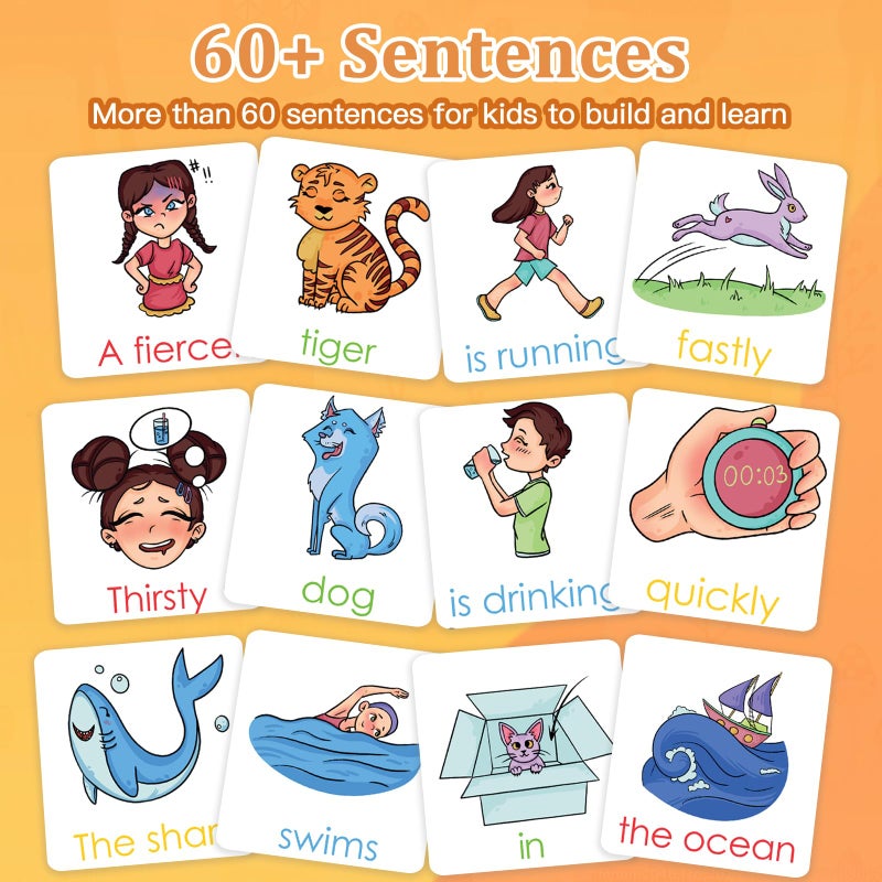 Alened Sentence Building for Kids, Speech Therapy Toys for Toddlers 3-4, Learn to Read Phonics Games, Special Education Homeschool Classroom Supplies - Image 3
