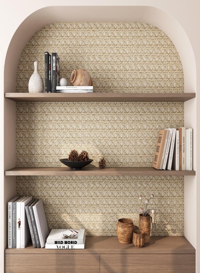 ReWallpaper ورق جدران قابل للإزالة من ري وول بيبر مصنوع من الخيزران، لون بيج طبيعي، مصنوع من خيوط الخيزران، ورق جدران قابل للإزالة من بوهو، ورق جدران لاصق من الخيزران الصناعي، مناسب للأثاث، بطانة الرفوف، الخزانة، غلاف من الفينيل، مقاوم للماء، 15.8 بوصة × 10 أقدام - Image 3