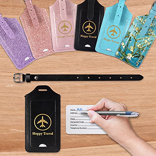 ACdream Luggage Tags 2 Pack, Leather Suitcase Tags Identifiers, Cute Cruise ID Labels with Privacy Cover fits on Backpack, Travel Bag, for Women, Men, Adults, Kids, Black - Image 2
