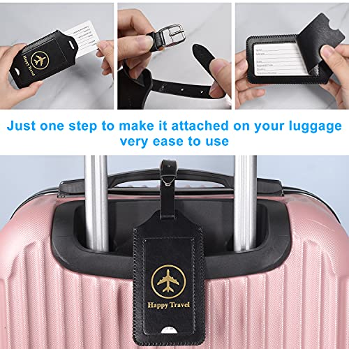 ACdream Luggage Tags 2 Pack, Leather Suitcase Tags Identifiers, Cute Cruise ID Labels with Privacy Cover fits on Backpack, Travel Bag, for Women, Men, Adults, Kids, Black - Image 5