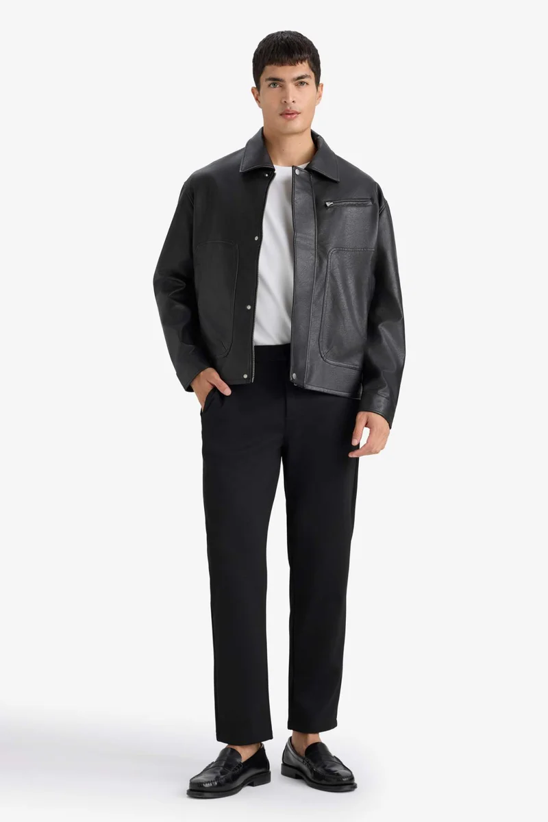 Defacto Oversize Fit Faux Leather Jacket