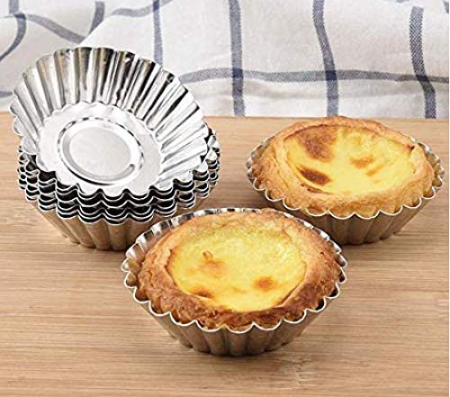 Aeyistry 10 Pcs Stainless Steel Mini Tart/Pie Pans Reusable Tartlet Cupcake Baking Mold for Pies, Quiche Bakeware, Cheese Cakes, Desserts and more - Image 1