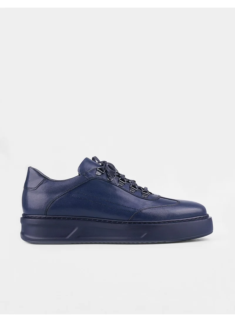 كاباني Leather Navy Blue Lace-Up Men's Sports Shoes