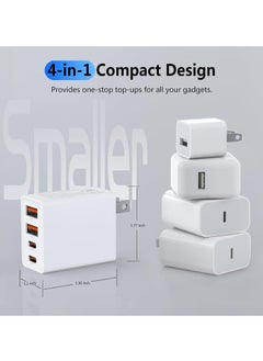 General 2Pack USB C Charger Block, 40W Fast USB C Wall Charger 4-Port PD Power Adapter + QC Wall Plug Multiport Type C Charging Block Cube for iPhone 15 14 13 Pro Max XR XS 8 7, iPad, Galaxy, Tablet - White  - Image 4