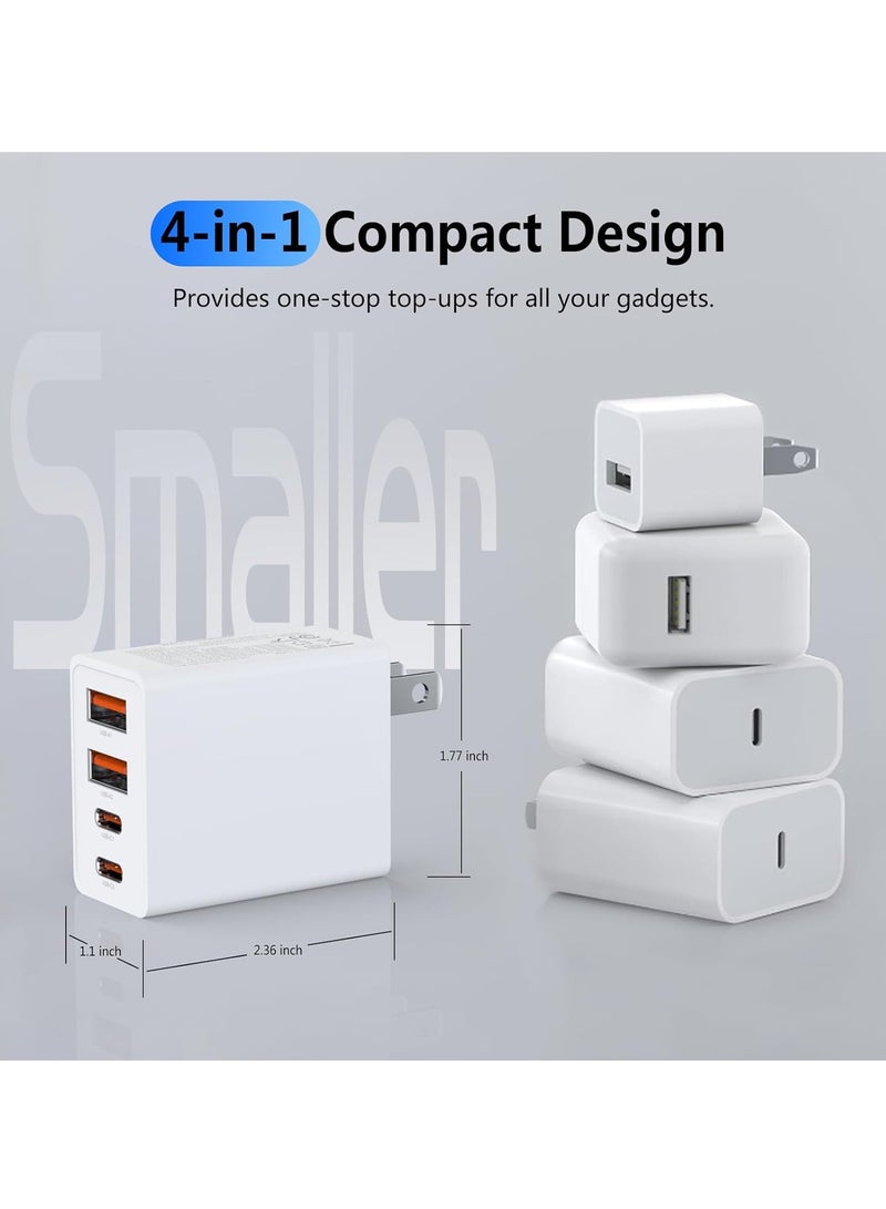 General 2Pack USB C Charger Block, 40W Fast USB C Wall Charger 4-Port PD Power Adapter + QC Wall Plug Multiport Type C Charging Block Cube for iPhone 15 14 13 Pro Max XR XS 8 7, iPad, Galaxy, Tablet - White  - Image 4