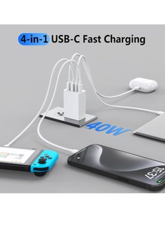 General 2Pack USB C Charger Block, 40W Fast USB C Wall Charger 4-Port PD Power Adapter + QC Wall Plug Multiport Type C Charging Block Cube for iPhone 15 14 13 Pro Max XR XS 8 7, iPad, Galaxy, Tablet - White  - Image 2