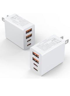 General 2Pack USB C Charger Block, 40W Fast USB C Wall Charger 4-Port PD Power Adapter + QC Wall Plug Multiport Type C Charging Block Cube for iPhone 15 14 13 Pro Max XR XS 8 7, iPad, Galaxy, Tablet - White  - Image 1