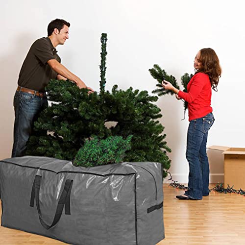 Primode Christmas Tree Storage Bag | Tall Disassembled Tree I Holiday Tree Storage Case | Protective Zippered Artificial Xmas Tree Bag (7.5ft, Gray) - Image 2